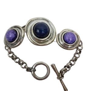 Purple Chain Bracelet Mod Round Circle Silver‎ To